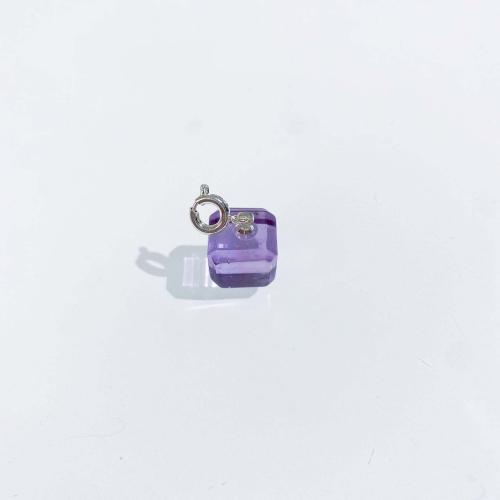 Natural Quartz Pendants, Amethyst, with Brass, Square, DIY, purple, 10mm 