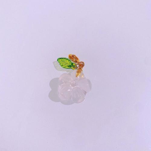 Pendentifs quartz naturel, quartz rose, avec laiton, fleur, DIY, rose Vendu par PC