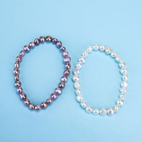 Pulseras de la perla, Perlas cultivadas de agua dulce, hecho a mano, Joyería & para mujer, más colores para la opción, Single bead size: 6-7mm, longitud:18 cm, Vendido por UD