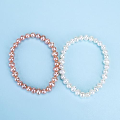 Cultured Freshwater Pearl Bracelets, handmade, fashion jewelry & for woman Single bead 6-7mm Approx 18 cm 