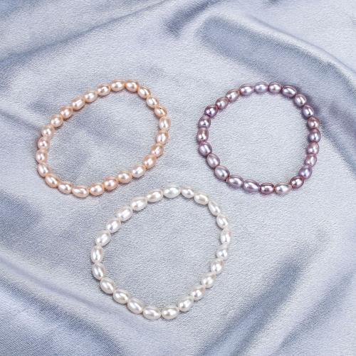 Pulseras de la perla, Perlas cultivadas de agua dulce, hecho a mano, Joyería & para mujer, más colores para la opción, Single bead size: 5-6mm, longitud:aproximado 18 cm, Vendido por UD