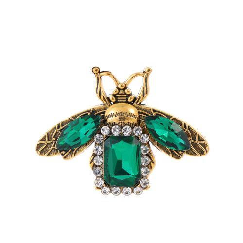 Rhinestone Zinc Alloy Brooch, Bee, fashion jewelry & Unisex & with rhinestone [