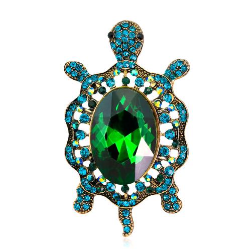Broche de diamantes de imitación de la aleación de Zinc, Tortuga, Joyería & unisexo & con diamantes de imitación, más colores para la opción, 50x29mm, Vendido por UD[