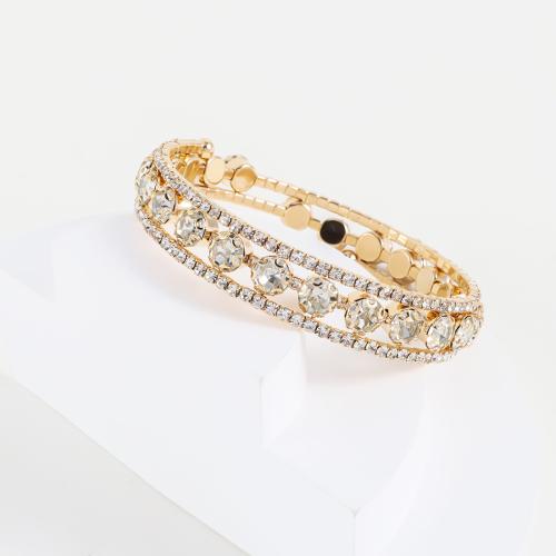 fer bracelet ordinaire, avec cristal, bijoux de mode & pour femme & creux, Or .17 Inch, Vendu par PC[