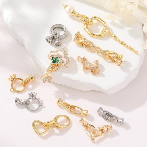 Brass Clasp Findings, with Shell & Plastic Pearl, plated, DIY & micro pave cubic zirconia 