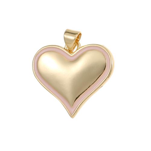 Brass Heart Pendants, plated, DIY  & enamel, golden 