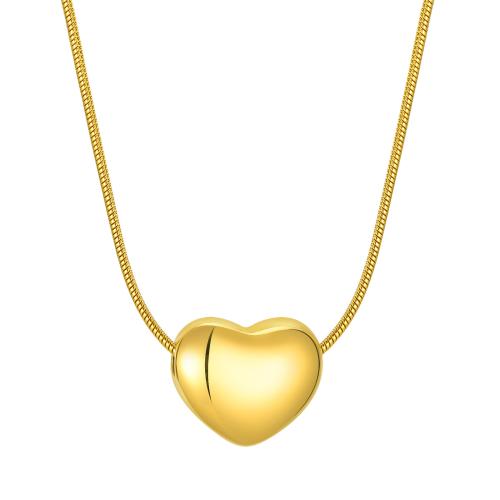 Stainless Steel Jewelry Necklace, 304 Stainless Steel, Heart, plated, for woman, golden 