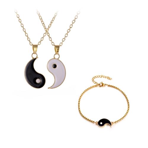 Enamel Zinc Alloy Jewelry Sets, 304 Stainless Steel Chain, with Zinc Alloy, 2 pieces & Unisex [