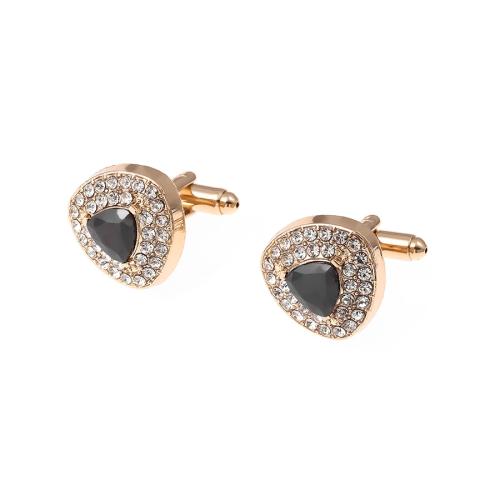 Zinc Alloy Cufflinks, with Crystal, Unisex & micro pave cubic zirconia 