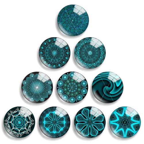 Time Gem Cabochon, Glass, with Resin, Flat Round, mixed pattern & DIY 