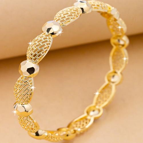 Bracelet en laiton, Plaqué d'or 24K, bijoux de mode & pour femme, Diamètre inté Environ 70mm, Vendu par PC[