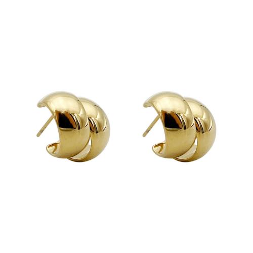 Edelstahl Stud Ohrring, 304 Edelstahl, Vakuum-Ionen-Beschichtung, Modeschmuck & für Frau, goldfarben, 11x15mm, verkauft von Paar