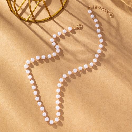 Plastik-Perlenkette, Kunststoff Perlen, mit Verlängerungskettchen von 5cm, Modeschmuck & verschiedene Größen vorhanden & für Frau, Länge:ca. 47 cm, verkauft von PC[