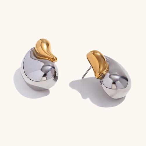 Edelstahl Stud Ohrring, 304 Edelstahl, Vakuum-Ionen-Beschichtung, Modeschmuck & für Frau, 25.7x16.5mm, verkauft von Paar