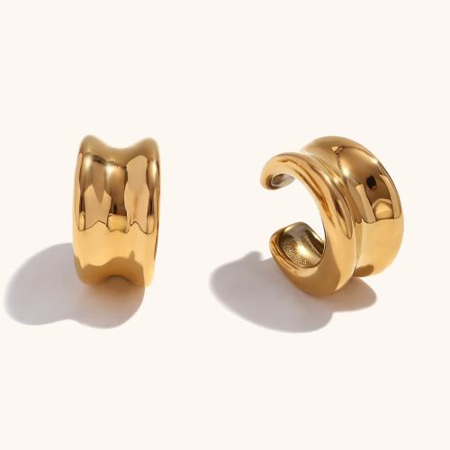 Stainless Steel Clip Earrings, 304 Stainless Steel, 18K gold plated, fashion jewelry & for woman, golden [