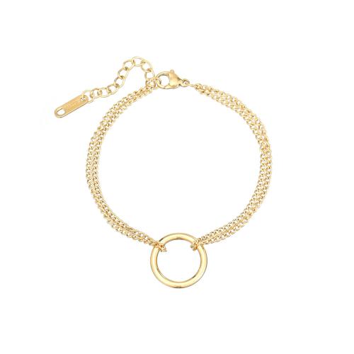 Stainless Steel Charm Bracelet, 304 Stainless Steel, with 3cm extender chain, Donut, Vacuum Ion Plating, fashion jewelry & for woman Approx 16.5 cm 