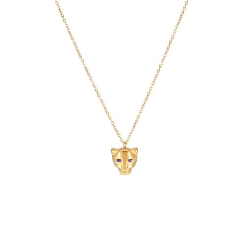 Edelstahl Schmuck Halskette, 304 Edelstahl, mit Verlängerungskettchen von 5cm, Leopard, Vakuum-Ionen-Beschichtung, Modeschmuck & für Frau, keine, Länge:40 cm, verkauft von PC