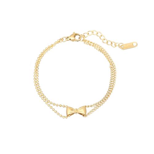 Stainless Steel Charm Bracelet, 304 Stainless Steel, with 3cm extender chain, Bowknot, Vacuum Ion Plating, fashion jewelry & for woman Approx 16.5 cm 