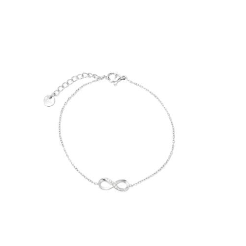Stainless Steel Charm Bracelet, 304 Stainless Steel, with 3cm extender chain, Number 8, Vacuum Ion Plating, fashion jewelry & micro pave cubic zirconia & for woman .5 cm 