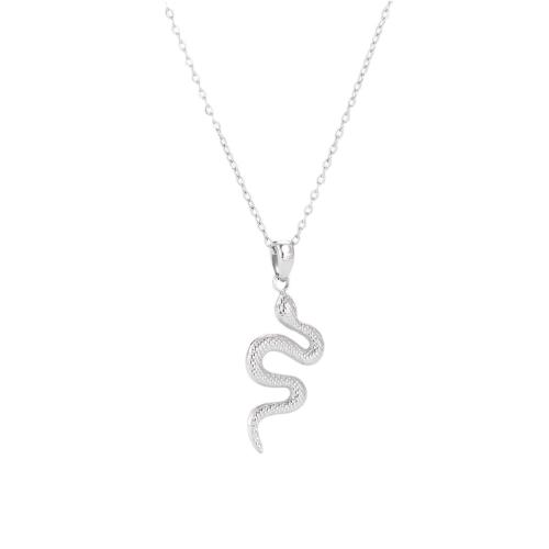 Edelstahl Schmuck Halskette, 304 Edelstahl, mit Verlängerungskettchen von 5cm, Schlange, Vakuum-Ionen-Beschichtung, Modeschmuck & für Frau, keine, 12x32mm, Länge:40 cm, verkauft von PC