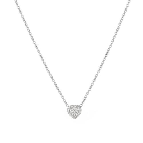 Cubic Zirconia Stainless Steel Necklace, 304 Stainless Steel, with 5cm extender chain, Heart, Vacuum Ion Plating, fashion jewelry & micro pave cubic zirconia & for woman 8mm cm 