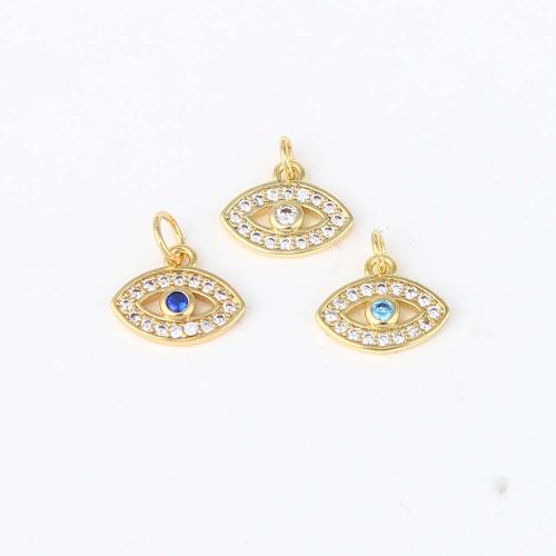 Fashion Evil Eye Pendant, Brass, gold color plated, DIY & micro pave cubic zirconia 