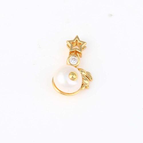 Cubic Zirconia Micro Pave Brass Pendant, with Plastic Pearl, gold color plated, DIY & micro pave cubic zirconia 