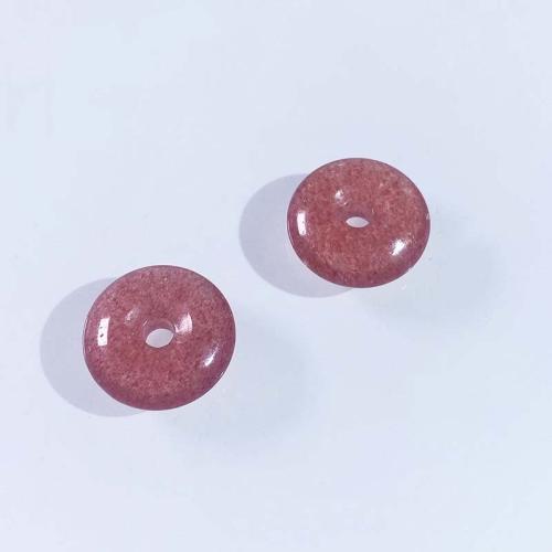Perles nature de couleur Mix, Strawberry Quartz, Plat rond, DIY, rose, 15mm, Vendu par PC