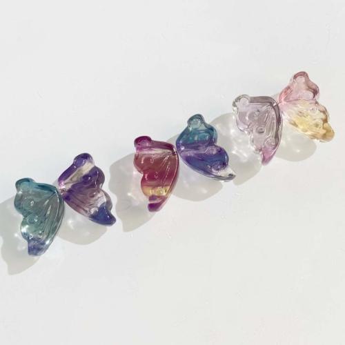 Fluorite Beads, Natural Fluorite, Butterfly, DIY, Random Color 