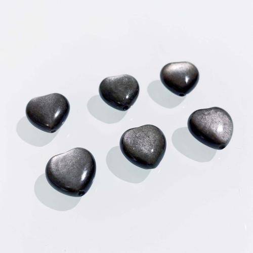 Black Obsidian Beads, Heart, DIY, black, 15mm 