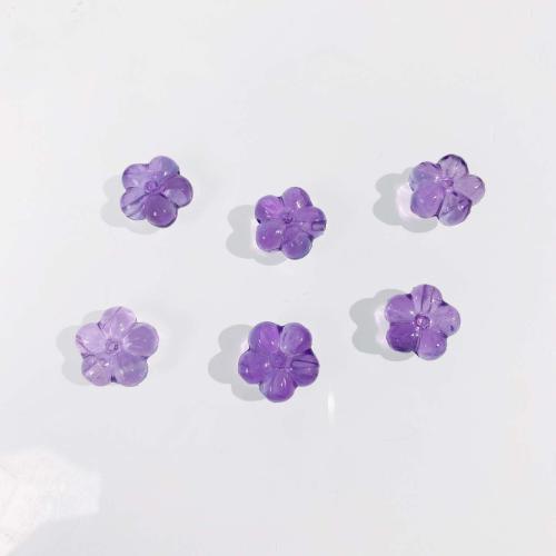 Natural Amethyst Beads, Flower, DIY, purple 