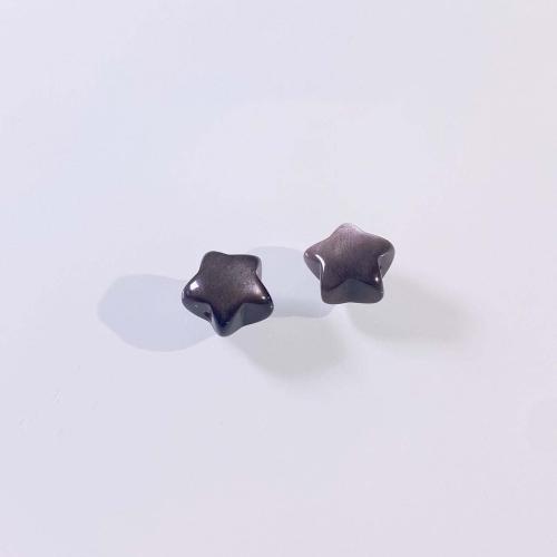 Бусины из одного камня, Серебряный Обсидиан, Звезда, DIY, черный, 14mm, продается PC