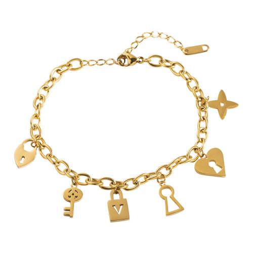 Titanium Steel Bracelet & Bangle, fashion jewelry & for woman, gold 