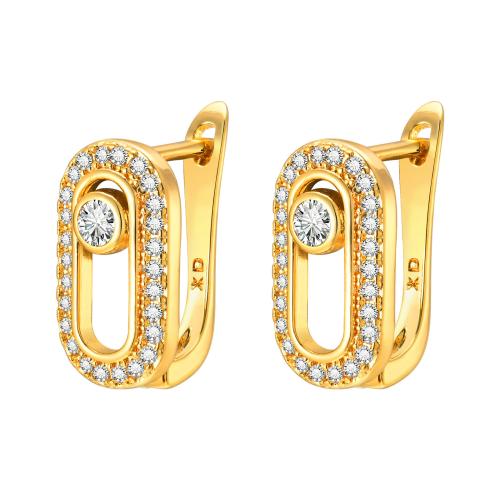 Cubic Zirconia Micro Pave Brass Earring, plated, micro pave cubic zirconia & for woman, golden [