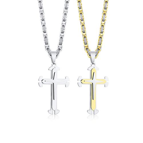 Titanium Steel Jewelry Necklace, Cross, plated 