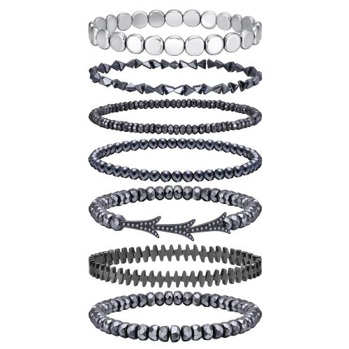 Non Magnetic Hematite Bracelet, with Elastic Thread, handmade & for man 