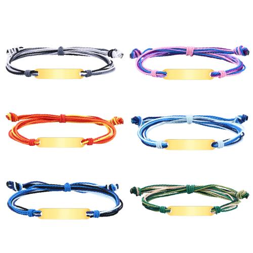 Bracelets cordon en nylon, Acier inoxydable 304, avec corde en nylon, Placage, pour femme, plus de couleurs à choisir, Vendu par PC