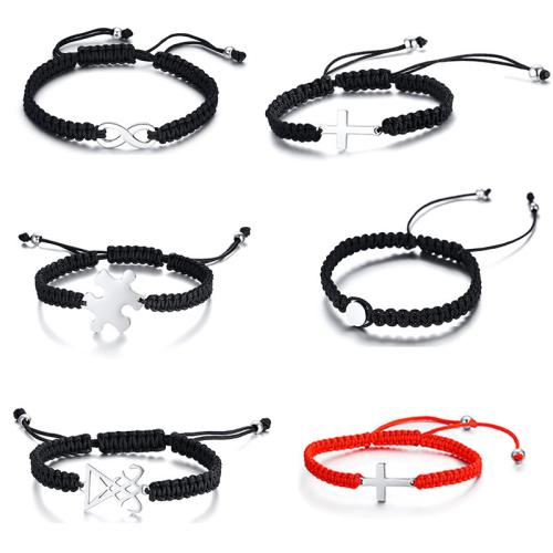 Bracelets cordon en nylon, Acier titane, avec corde en nylon, Placage, unisexe & styles différents pour le choix, plus de couleurs à choisir, Vendu par PC