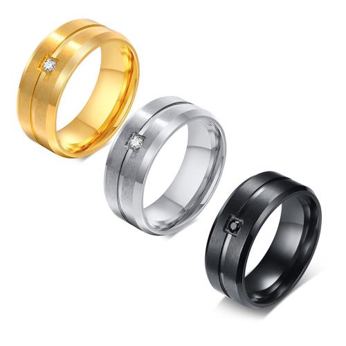 Кубический цирконий кольцо из нержавеющей стали, Нержавеющая сталь 304, Другое покрытие, Мужская & разный размер для выбора & инкрустированное микро кубического циркония, Много цветов для выбора, продается PC