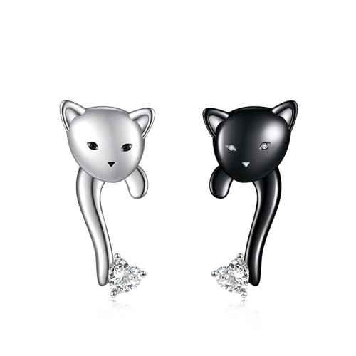 Zinc Alloy Stud Earring, plated, micro pave cubic zirconia & for woman, white and black [