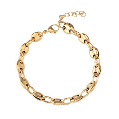 Stainless Steel Chain Bracelets, 304 Stainless Steel, plated, Unisex golden 