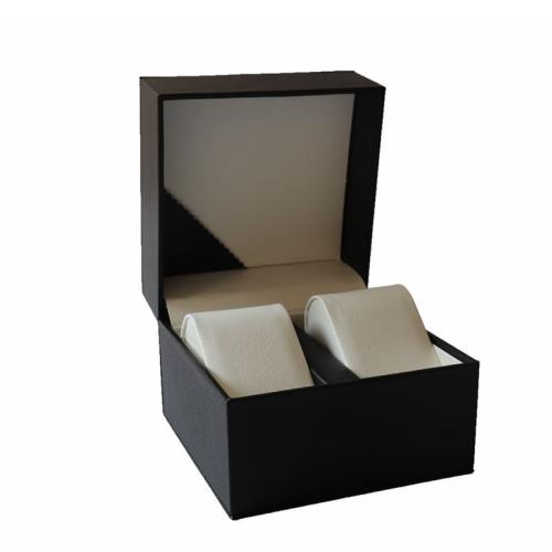 Boîte de montre en cuir, cuir PU, fait à la main, Portable & Anti-poussière & pour le couple, noire Vendu par PC