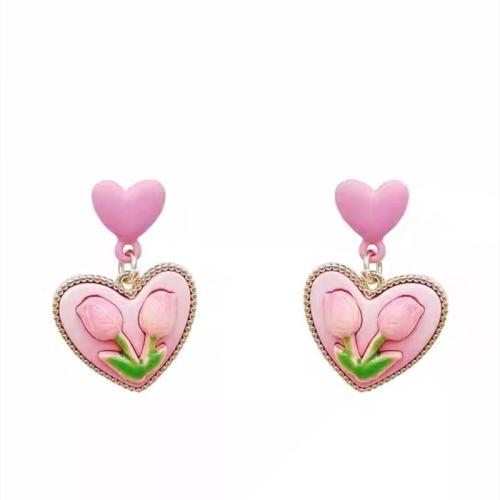 Zinc Alloy Drop Earring, with Resin, plated & for woman & enamel & with rhinestone, earring length 10-30mm [
