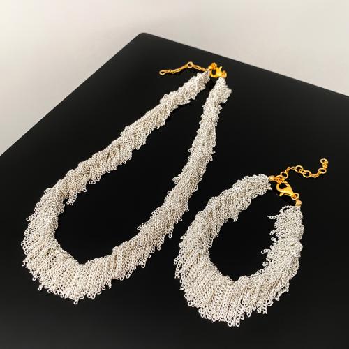 Fashion Zinc Alloy Jewelry Sets, with 6,6.5cm extender chain, fashion jewelry & for woman, silver color Approx 38 cm, Approx 18 cm 
