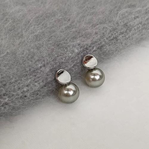 Plastic Pearl Zinc Alloy Earring, with Plastic Pearl, fashion jewelry & for woman, silver color, 20mm 