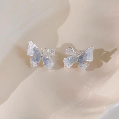 Crystal Jewelry Earring, Zinc Alloy, with Crystal, Butterfly, fashion jewelry & for woman, blue, 20mm 