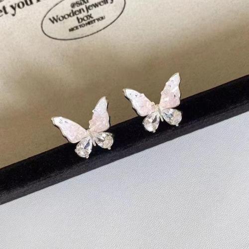 Crystal Jewelry Earring, Zinc Alloy, with Crystal, Butterfly, fashion jewelry & for woman 20mm 
