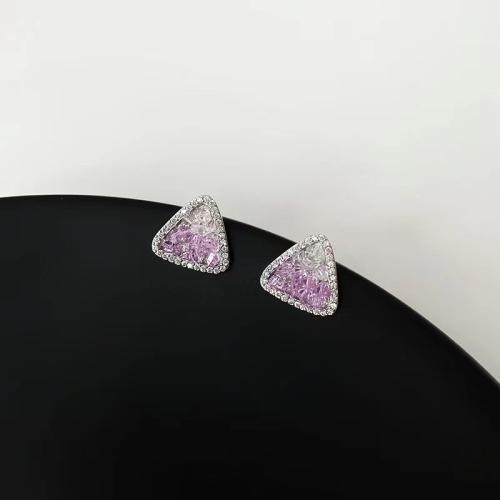 Crystal Jewelry Earring, Zinc Alloy, with Crystal, fashion jewelry & for woman, purple, 20mm 