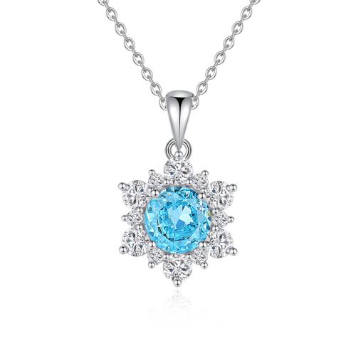 Cubic Zirconia Micro Pave Sterling Silver Necklace, 925 Sterling Silver, with 5cm extender chain, fashion jewelry & micro pave cubic zirconia & for woman Approx 40 cm 