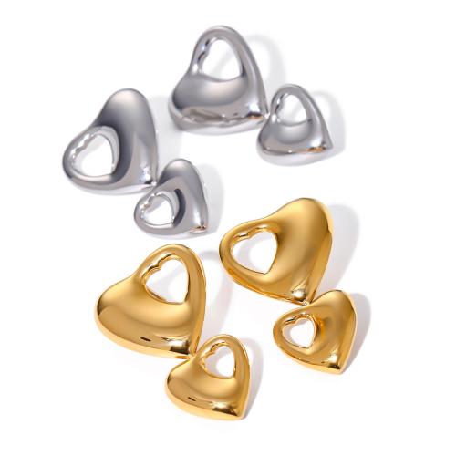 Stainless Steel Stud Earring, 304 Stainless Steel, Heart, Vacuum Ion Plating, fashion jewelry & for woman 34.4mm 